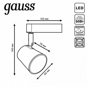 Светильник на штанге Gauss Track Light TR052 в Шадринске - shadrinsk.ok-mebel.com | фото 6