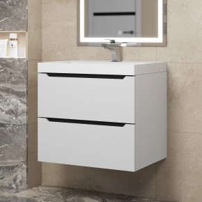 Тумба под раковину Uperwood Tanos 60 см, подвесная, белая/графит в Шадринске - shadrinsk.ok-mebel.com | фото