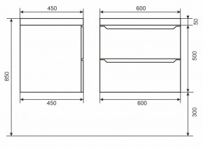 Тумба под раковину Uperwood Tanos 60 см, подвесная, белая/графит в Шадринске - shadrinsk.ok-mebel.com | фото 6