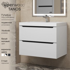 Тумба под раковину Uperwood Tanos 70 см, подвесная, белая/графит в Шадринске - shadrinsk.ok-mebel.com | фото 3
