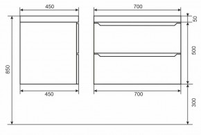 Тумба под раковину Uperwood Tanos 70 см, подвесная, белая/графит в Шадринске - shadrinsk.ok-mebel.com | фото 6