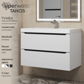 Тумба под раковину Uperwood Tanos 80 см, подвесная, белая/графит в Шадринске - shadrinsk.ok-mebel.com | фото 3