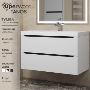 Тумба под раковину Uperwood Tanos 90 см, подвесная, белая/графит в Шадринске - shadrinsk.ok-mebel.com | фото 3